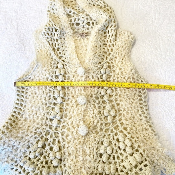 Cecico Crochet Knit Sleeveless Sweater w/Hood -M/L - Picture 6 of 9